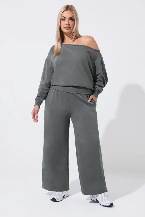 Yours Limited Curve Grey Wide Leg Joggers - 16 Image 2