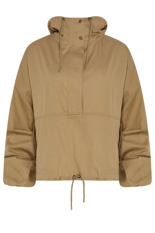 PixieGirl Petite Stone Brown Half Zip Hooded Windbreaker Jacket - 16 Image 5
