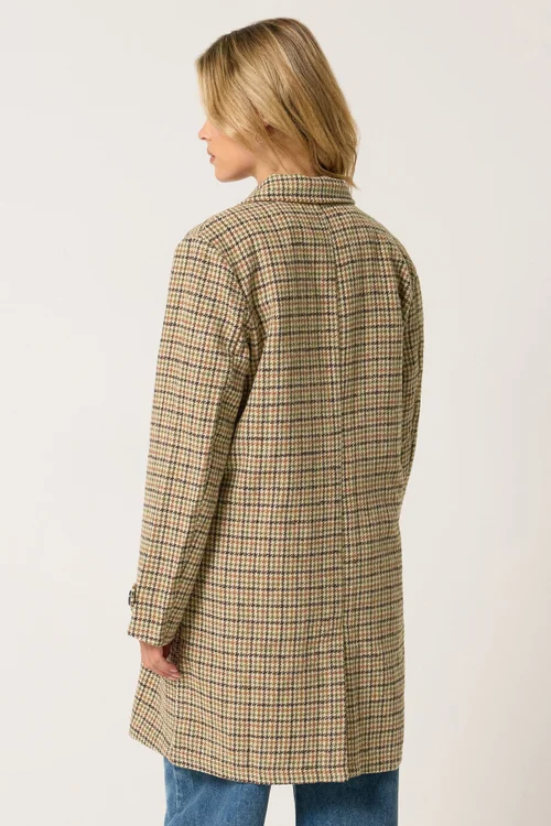 PixieGirl Petite Dark Brown Checkered Midi Car Coat - 18 Image 3