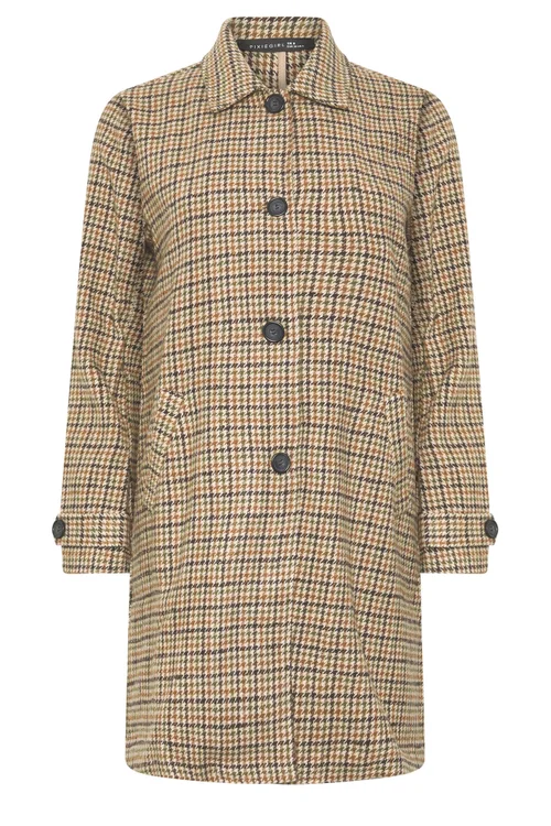 PixieGirl Petite Dark Brown Checkered Midi Car Coat - 18 Image 5