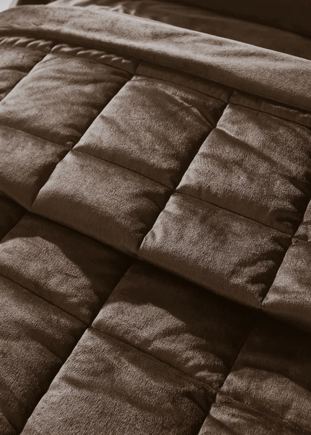 Catherine Lansfield Kingsley Matt Velvet Quilted 220x220cm Bedspread Chocolate - One Size Image 2