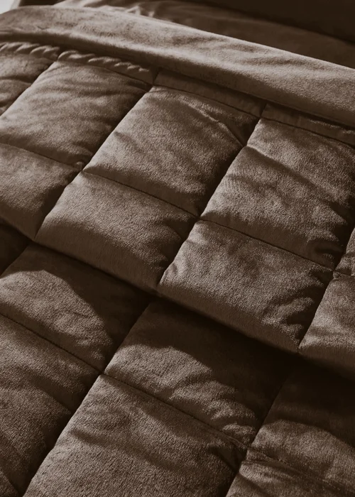 Catherine Lansfield Kingsley Matt Velvet Quilted 220x220cm Bedspread Chocolate - One Size Image 2