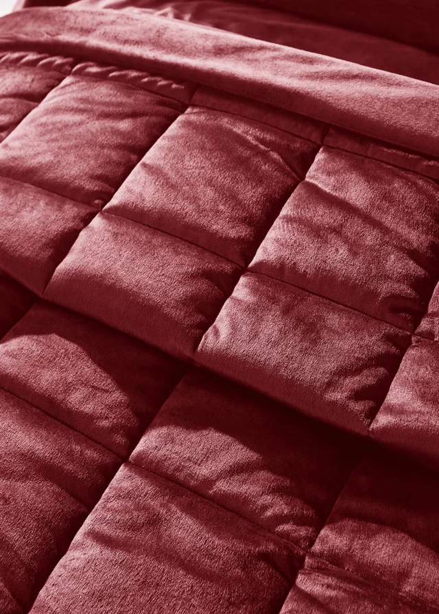 Catherine Lansfield Kingsley Matt Velvet Quilted 220x220cm Bedspread Burgundy