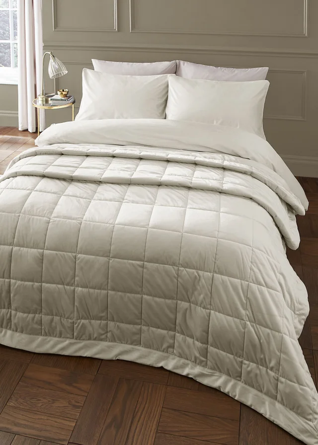 Catherine Lansfield Kingsley Matt Velvet Quilted 220x220cm Bedspread Cream