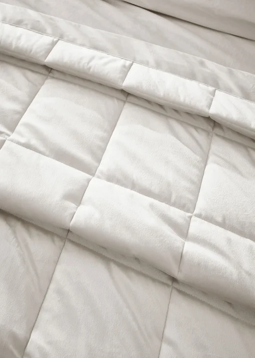 Catherine Lansfield Kingsley Matt Velvet Quilted 220x220cm Bedspread Cream - One Size Image 2