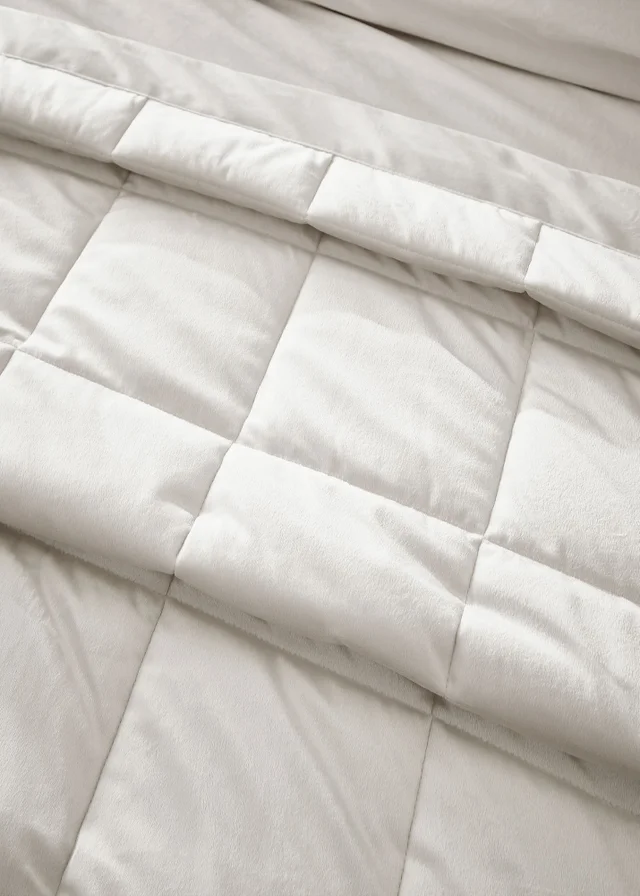 Catherine Lansfield Kingsley Matt Velvet Quilted 220x220cm Bedspread Cream