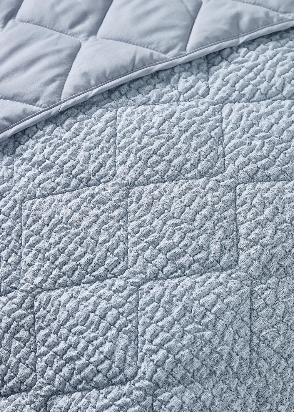 Catherine Lansfield Crinkle Seersucker Texture 220x220cm Bedspread Blue - One Size Image 2