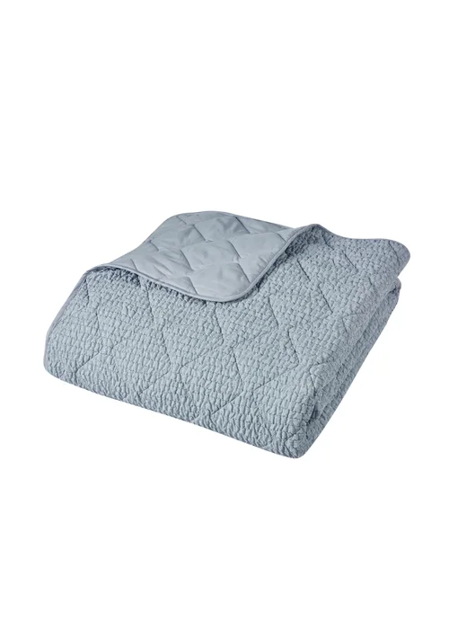 Catherine Lansfield Crinkle Seersucker Texture 220x220cm Bedspread Blue - One Size Image 4