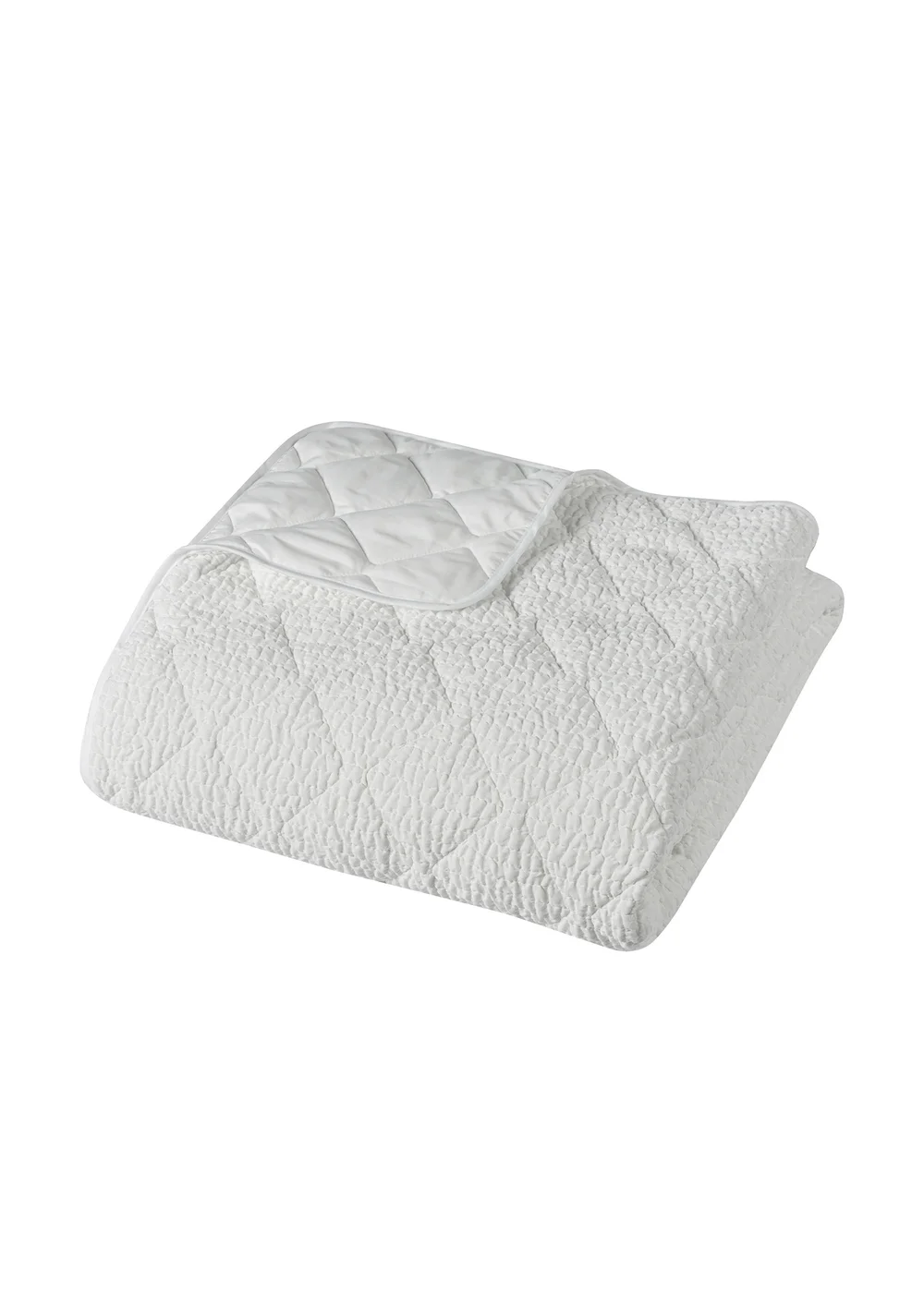 Catherine Lansfield Crinkle Seersucker Texture 220x220cm Bedspread White - One Size Image 4