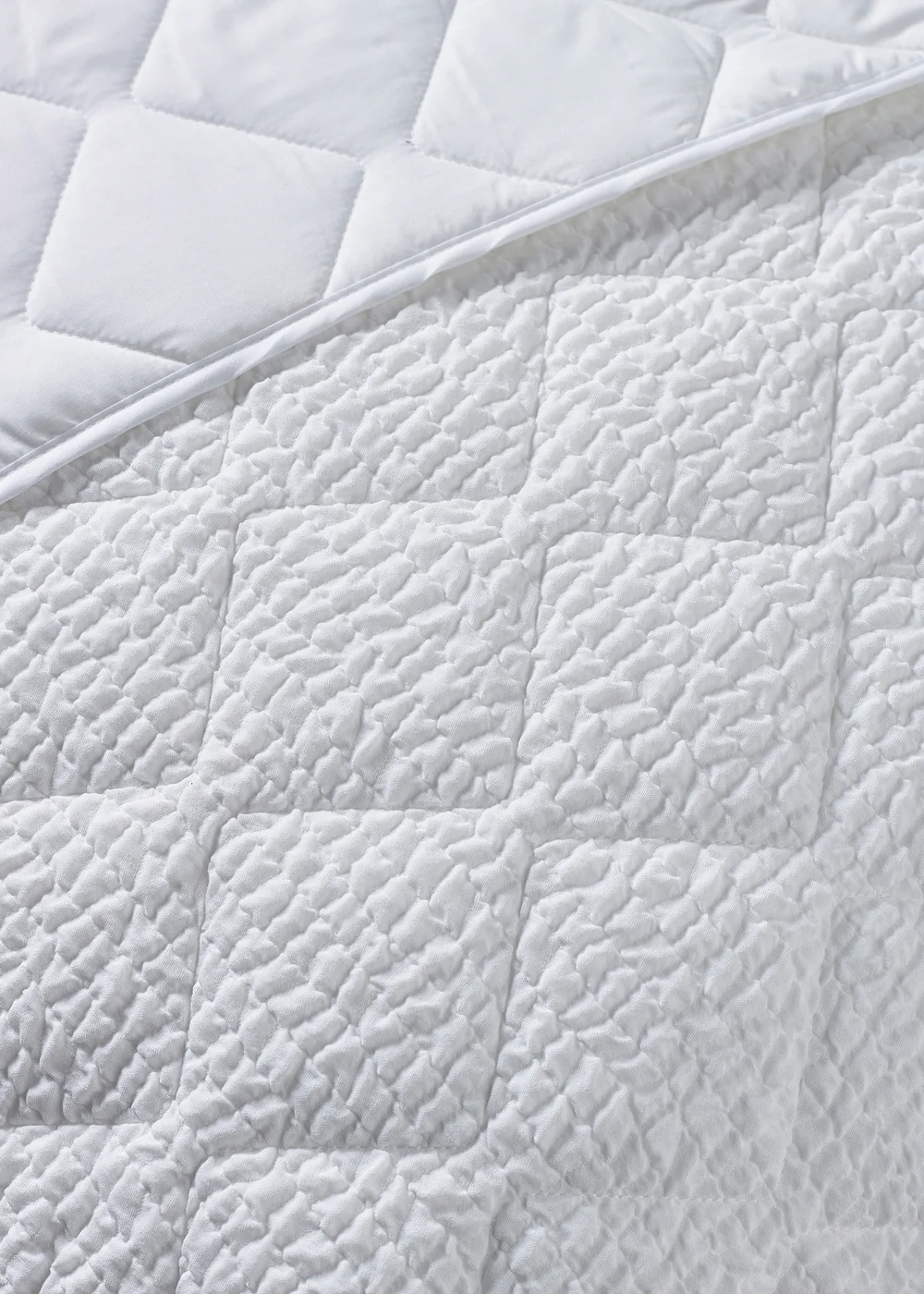 Catherine Lansfield Crinkle Seersucker Texture 220x220cm Bedspread White - One Size Image 2