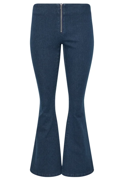 PixieGirl Petite Indigo Blue Zip Front Kick Flare Jeans - 18/l27 Image 5