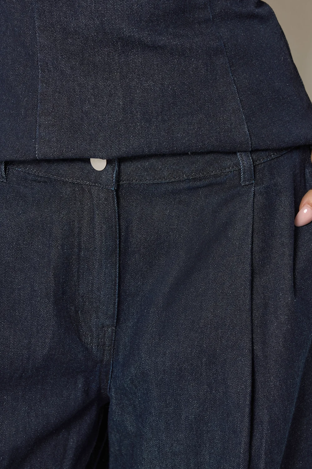 PixieGirl Petite Dark Blue Pleated Wide Leg Jeans - 16/L27 Image 5