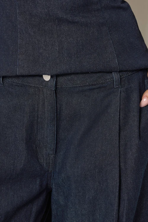 PixieGirl Petite Dark Blue Pleated Wide Leg Jeans - 16/L27 Image 5