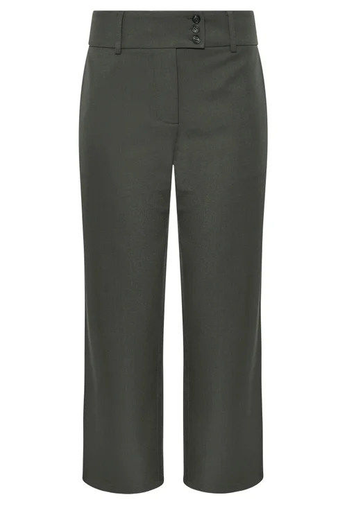 PixieGirl Petite Dark Grey Button Tab Detail Wide Leg Trousers - 14/L27 Image 5