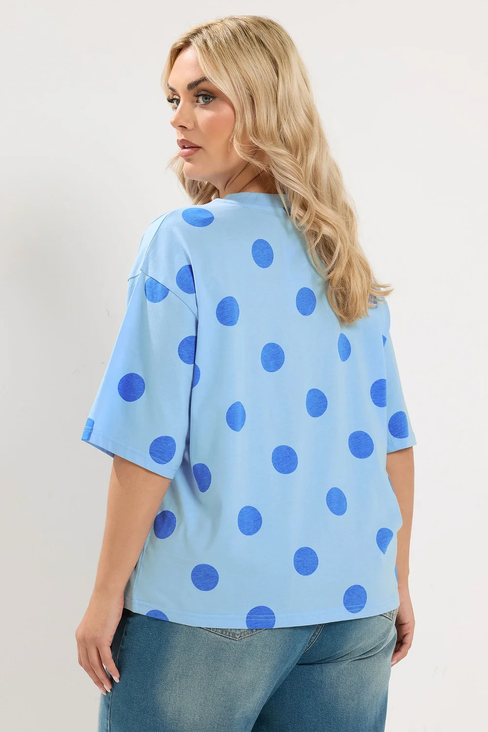 Yours Limited Curve Blue Polka Dot T-Shirt - 12 Image 3