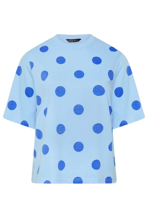 Yours Limited Curve Blue Polka Dot T-Shirt - 12 Image 5