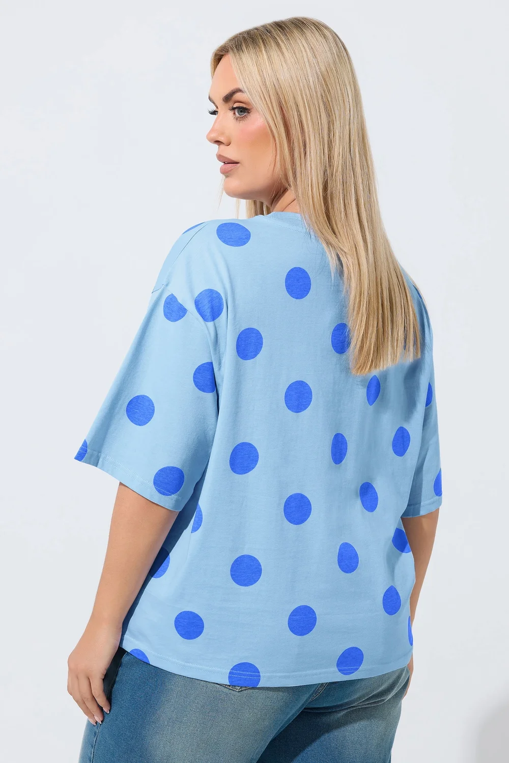 Yours Limited Curve Blue Polka Dot T-Shirt - 12 Image 3