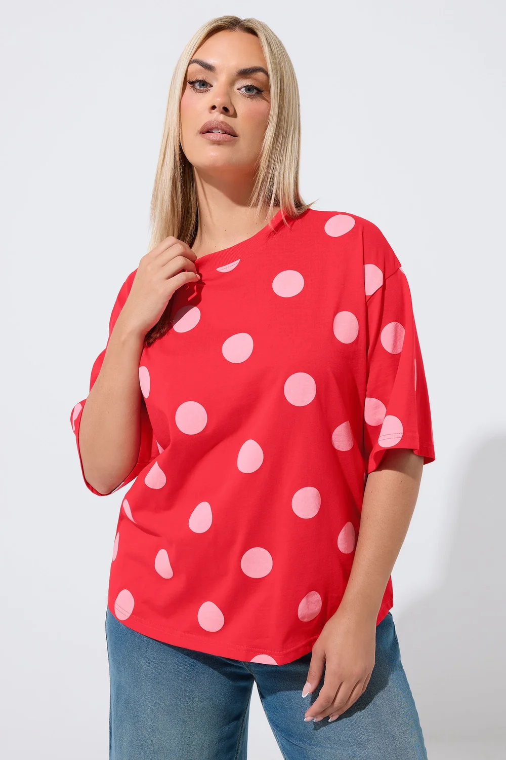 Yours Limited Curve Red Polka Dot T-Shirt - 16 Image 1