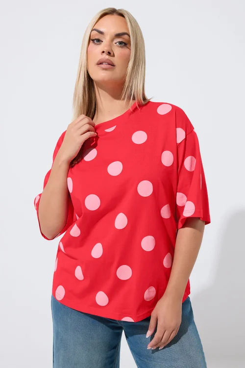 Yours Limited Curve Red Polka Dot T-Shirt - 16 Image 1