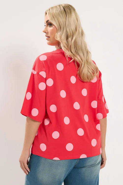 Yours Limited Curve Red Polka Dot T-Shirt - 16 Image 3