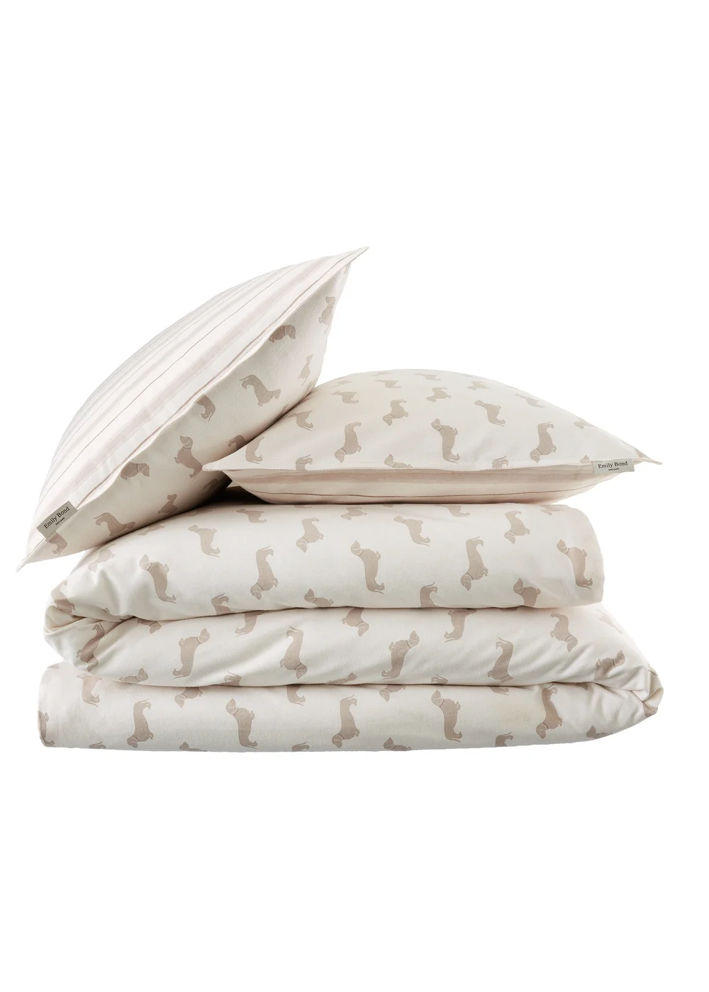 Emily Bond Brushed Peggy Dachshund 100% Cotton Reversible Duvet Cover Set Cream - Single Image 6