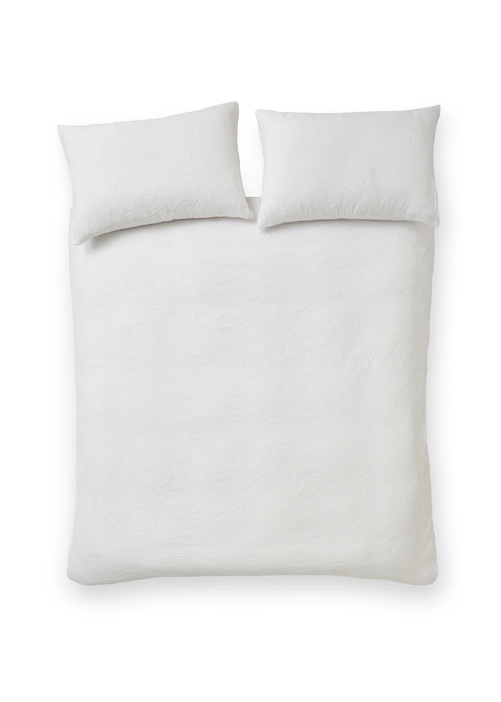 Catherine Lansfield Jacquard Leaves Duvet Cover Set White - Double Image 4