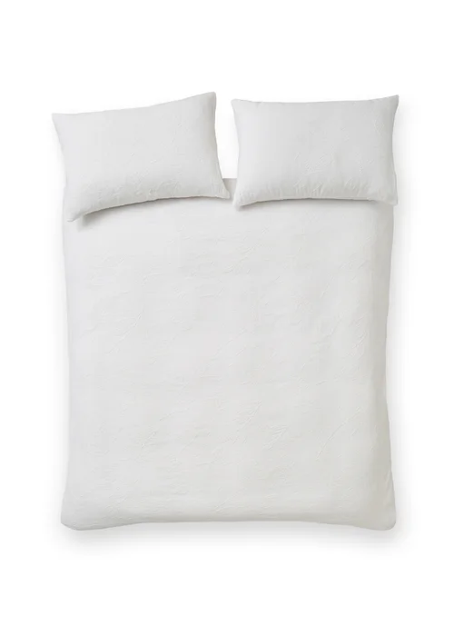 Catherine Lansfield Jacquard Leaves Duvet Cover Set White - Double Image 4
