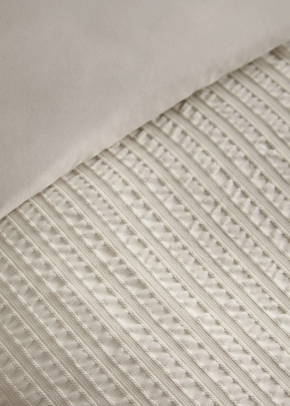 Catherine Lansfield Stripe Seersucker Duvet Cover Set Natural - Single Image 3