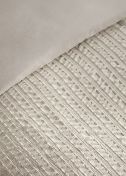 Catherine Lansfield Stripe Seersucker Duvet Cover Set Natural - Single Image 3