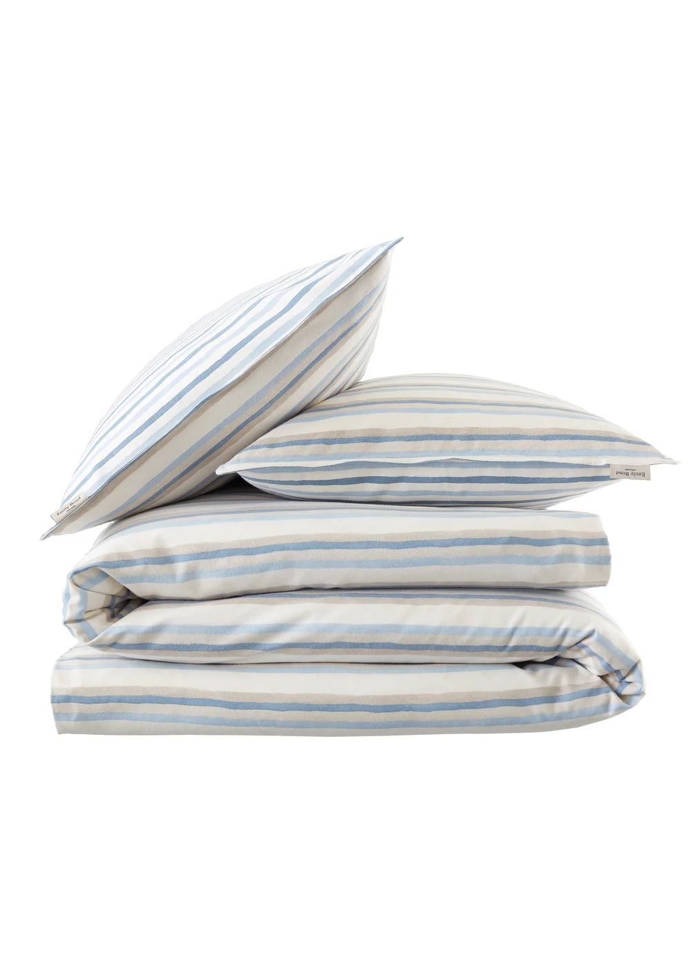 Emily Bond Brushed Somerset Stripe 100% Cotton Reversible Duvet Cover Set Blue - Single Image 6