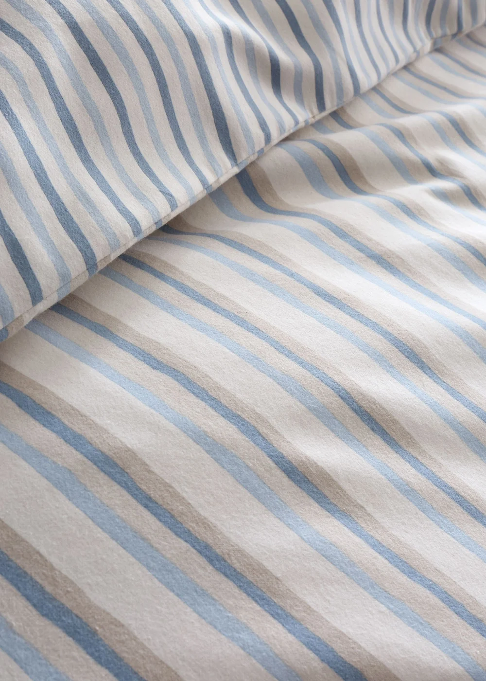 Emily Bond Brushed Somerset Stripe 100% Cotton Reversible Duvet Cover Set Blue - Single Image 5
