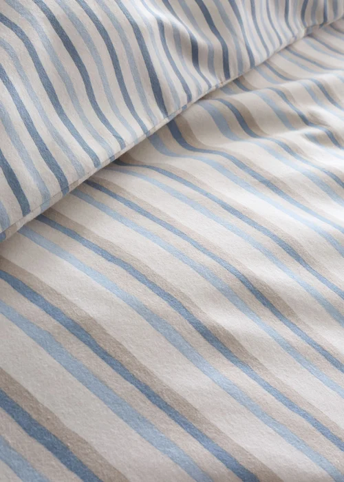 Emily Bond Brushed Somerset Stripe 100% Cotton Reversible Duvet Cover Set Blue - Single Image 5