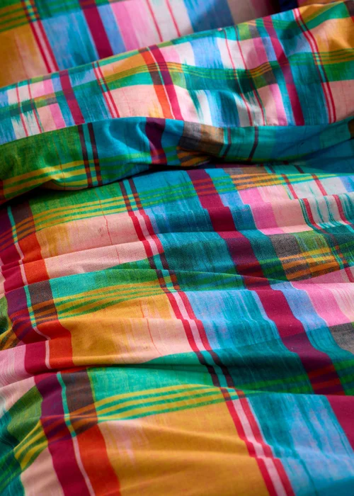 Sophie Robinson Wanderweave Ikat Check 100% Cotton Reversible Duvet Cover Set Bright - Single Image 5