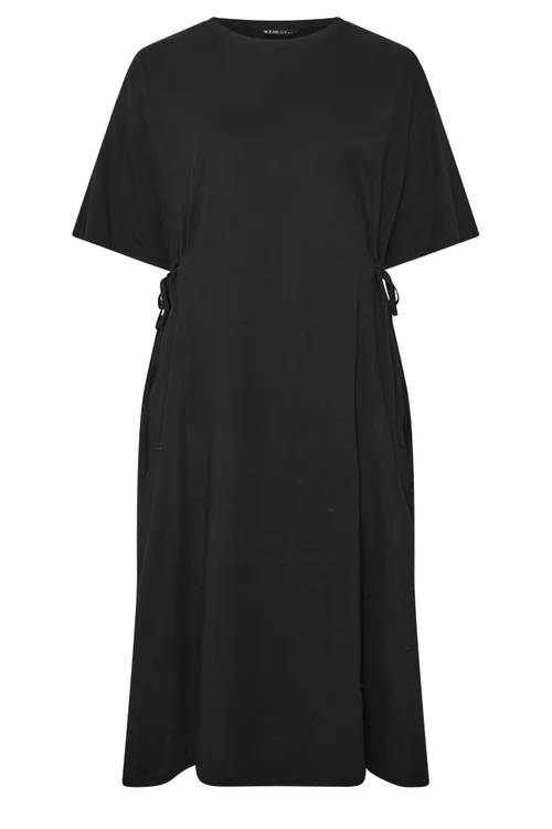 Yours Curve Black Front Tie Midi Dress - 26-28 Image 5