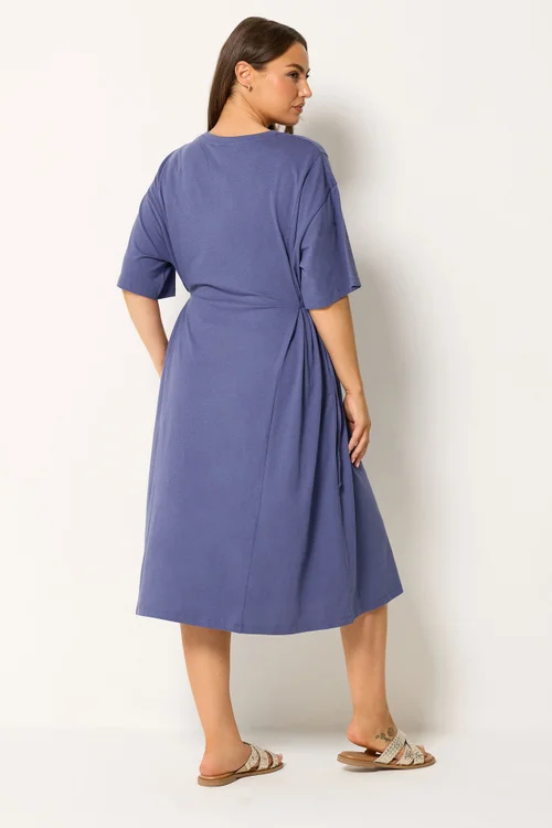 Yours Curve Blue Front Tie Midi Dress - 26-28 Image 4