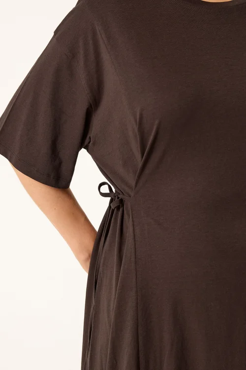 Yours Curve Brown Front Tie Midi Dress - 16 Image 4