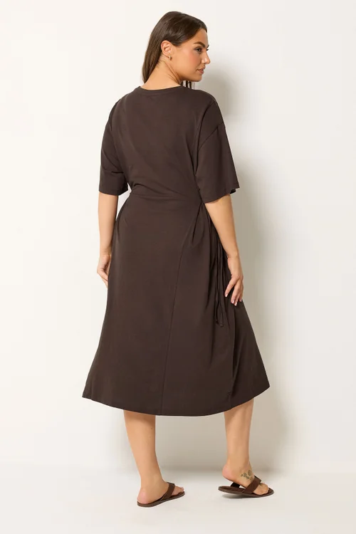 Yours Curve Brown Front Tie Midi Dress - 16 Image 3