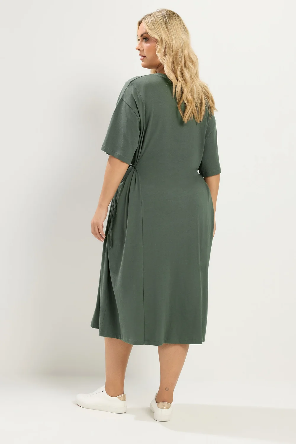 Yours Curve Khaki Green Front Tie Midi Dress - 26-28 Image 3