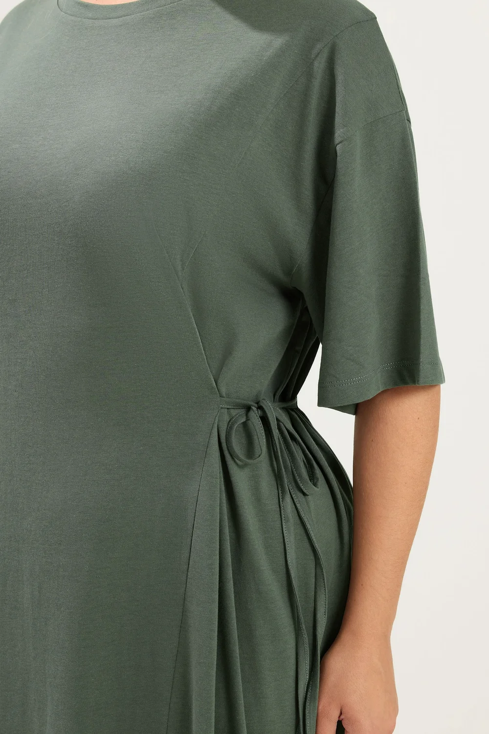 Yours Curve Khaki Green Front Tie Midi Dress - 26-28 Image 4