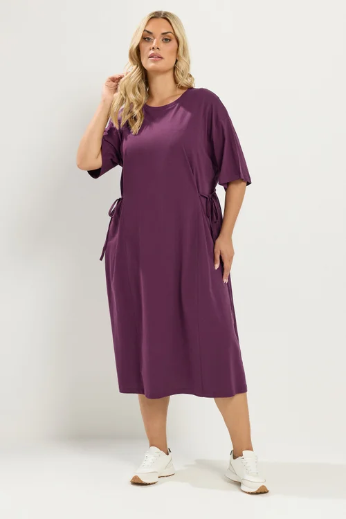 Yours Curve Purple Front Tie Midi Dress - 26-28 Image 2