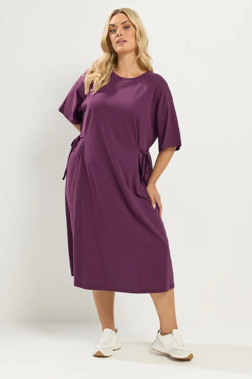 Yours Curve Purple Front Tie Midi Dress - 26-28 Image 3