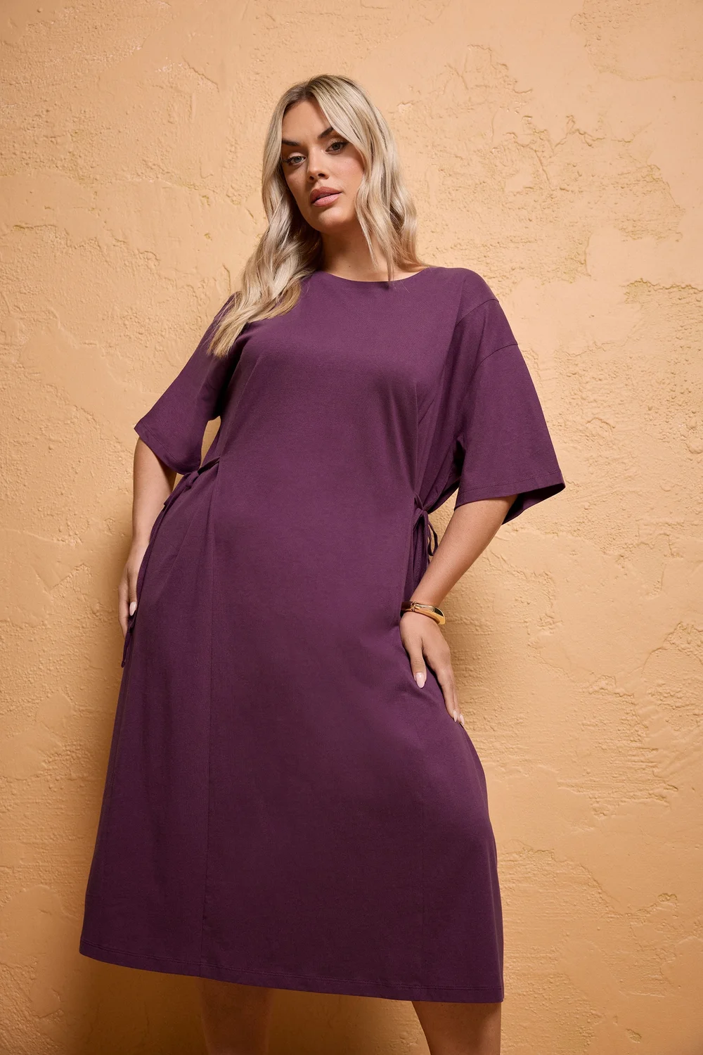 Yours Curve Purple Front Tie Midi Dress - 26-28 Image 1