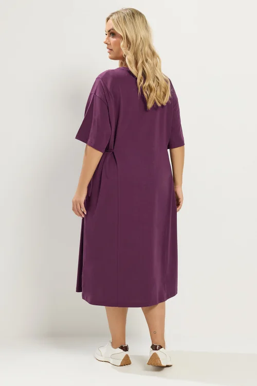 Yours Curve Purple Front Tie Midi Dress - 26-28 Image 4