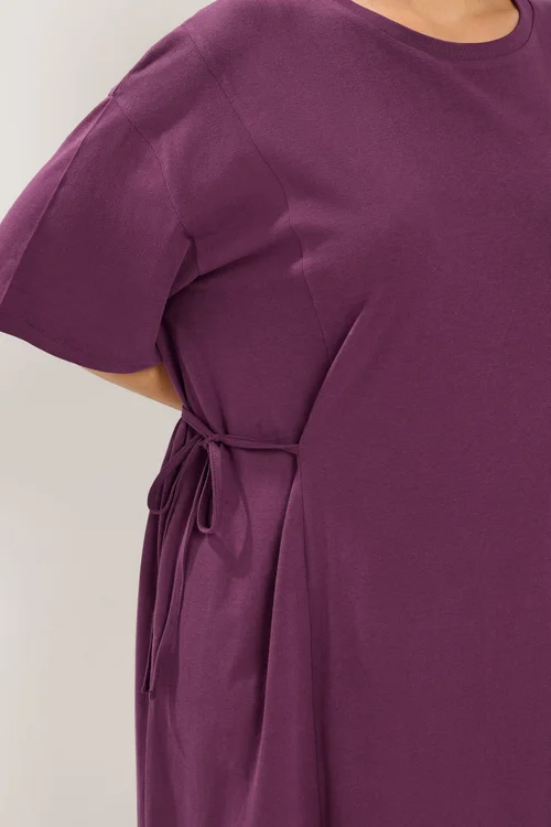 Yours Curve Purple Front Tie Midi Dress - 26-28 Image 5