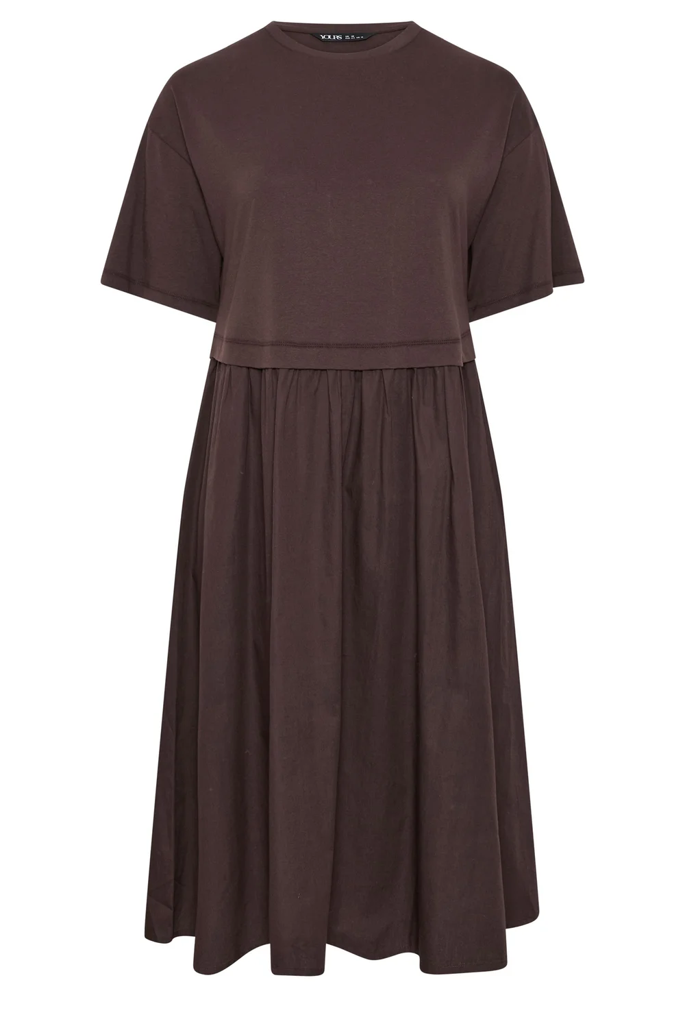 Yours Curve Chocolate Brown 2-In-1 Poplin Midi Dress - 38-40 Image 5