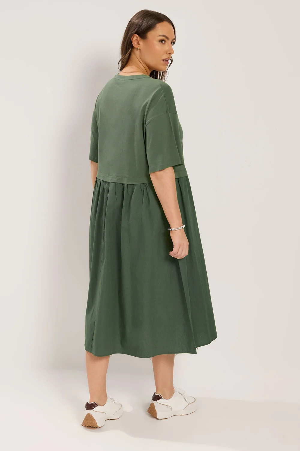 Yours Curve Khaki Green Poplin Midi Dress - 14 Image 3