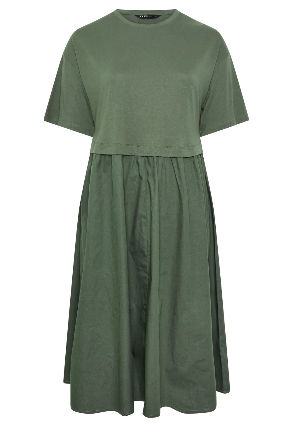 Yours Curve Khaki Green Poplin Midi Dress - 14 Image 5