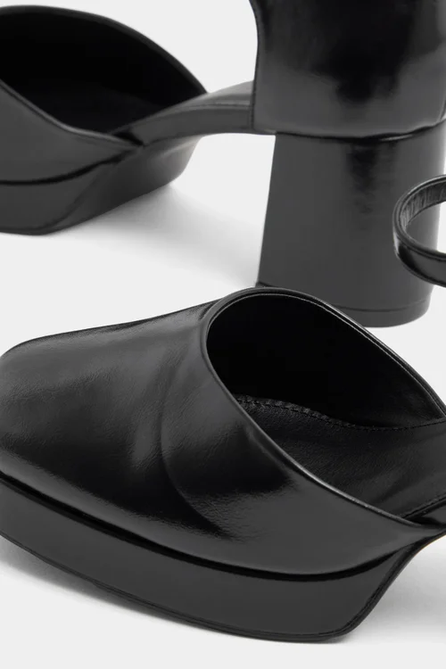 Yours Black Faux Leather Platform Block Heels In Extra Wide EEE Fit - 6 Extra Wide Image 5