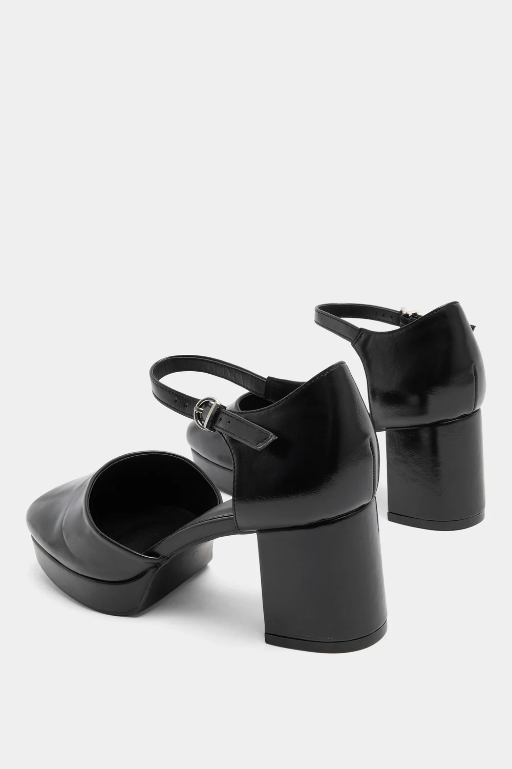 Yours Black Faux Leather Platform Block Heels In Extra Wide EEE Fit - 6 Extra Wide Image 4