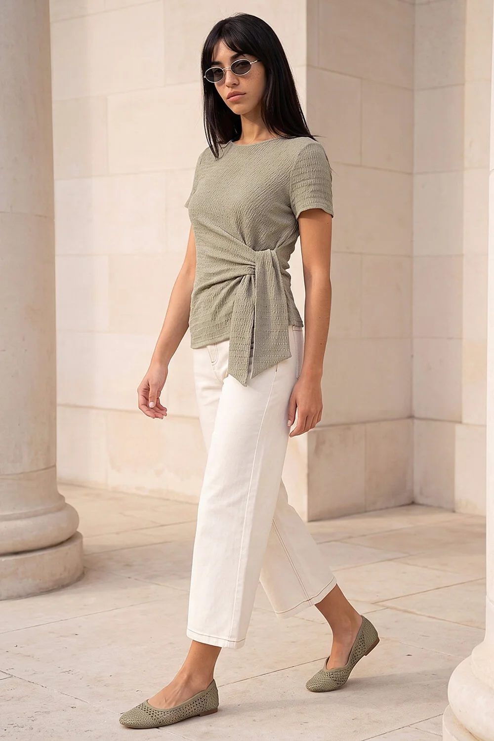 Roman Sage Petite Textured Side Tie Stretch Top - 18 Image 2